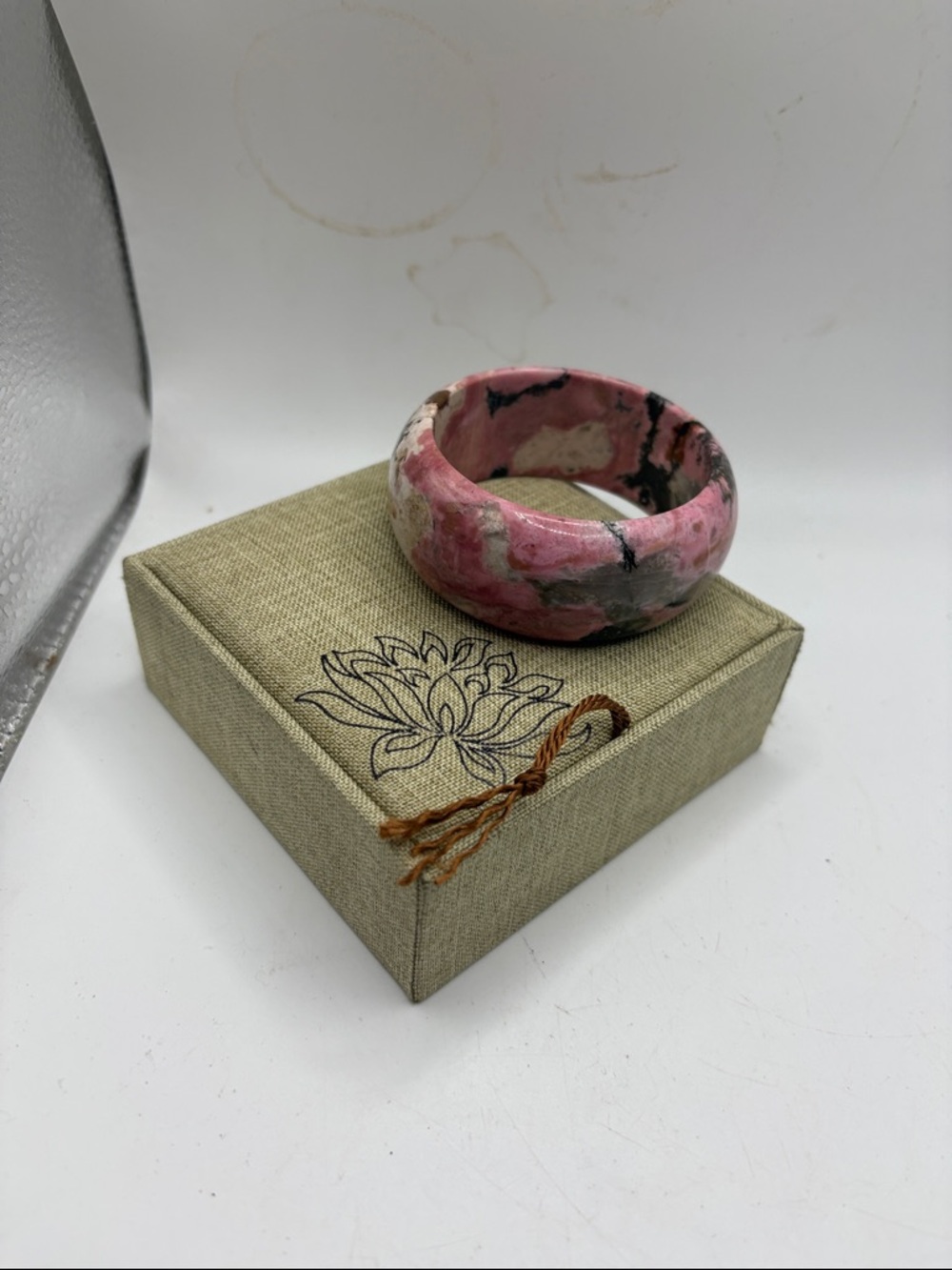 Rhodonite Bangle Bracelet with box 52 mm
